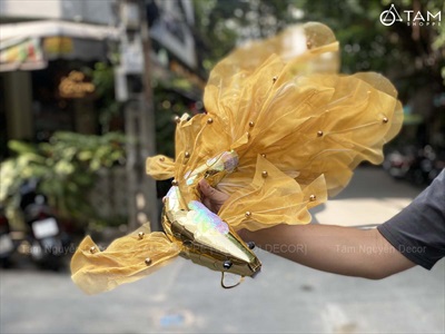 Mô hình cá chép decor thân xốp gắn ngọc [Dáng thon - Nhiều màu] mình 28cm D60cm TCV-CA-07